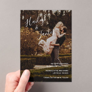 Invitaciones Acrílicas Elegante foto boda moderna salva la fecha
