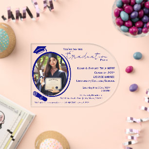 Invitaciones Acrílicas Elegante foto de graduación moderna, graduación, a
