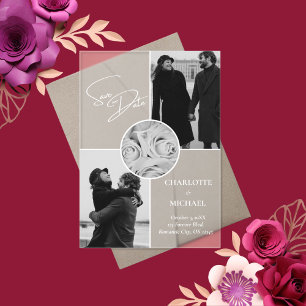 Invitaciones Acrílicas Elegante Foto Moderna de Boda Guardar la Fecha