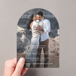 Invitaciones Acrílicas Elegante Foto Moderno Ahorra la Fecha de Boda