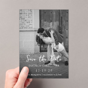 Invitaciones Acrílicas Elegante Foto Sencillo Ahorre la Fecha de Boda Mod