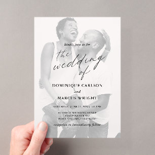 Invitaciones Acrílicas Elegante fotografía de caligrafía boda moderna