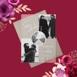 Invitaciones Acrílicas Elegante Fotomía Moderna Boda Salvar La Fecha
