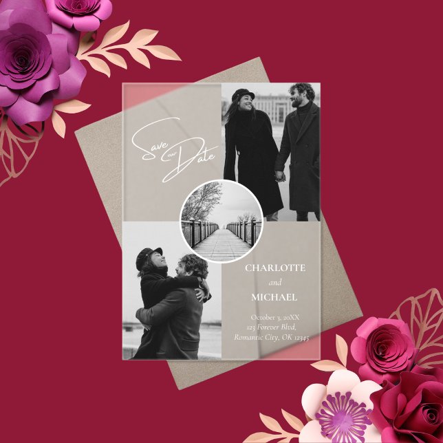 Invitaciones Acrílicas Elegante Fotomía Moderna Boda Salvar La Fecha (Subido por el creador)