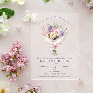 Invitaciones Acrílicas Elegante Fresca en el Mercado Bridal Shower Floral