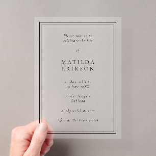 Invitaciones Acrílicas Elegante Funeral Celebración Clásica de la Vida
