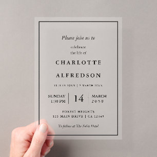 Invitaciones Acrílicas Elegante Funeral Servicio Memorial Chic