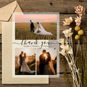 Invitaciones Acrílicas elegante gracias 3 fotos boda 