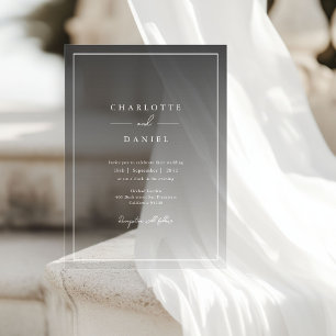 Invitaciones Acrílicas Elegante gradiente gris urbano Boda acrílico