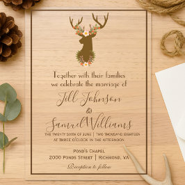 Invitaciones Acrílicas Elegante granero inspirado en Floral Antler Motive