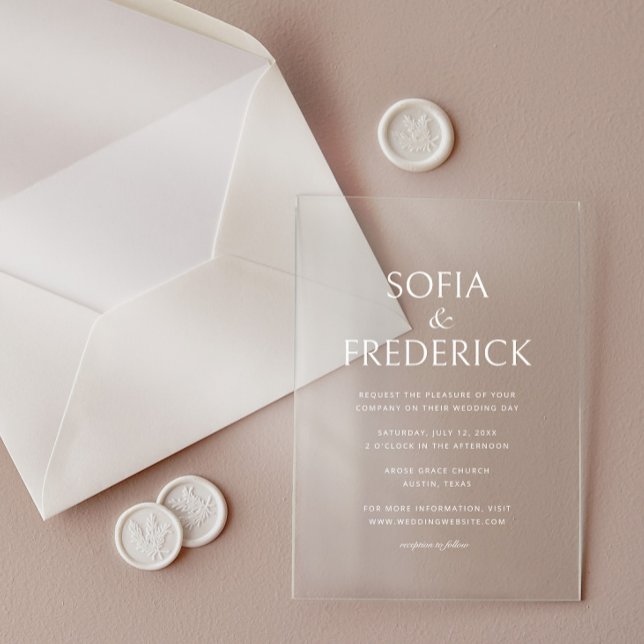Invitaciones Acrílicas Elegante guión blanco transparente moderno (Subido por el creador)