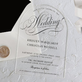 Invitaciones Acrílicas Elegante guión de caligrafía boda moderna Arco