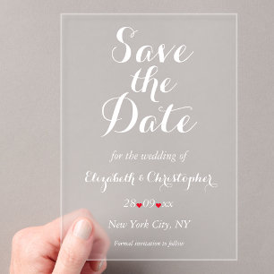 Invitaciones Acrílicas Elegante guión minimalista boda guardar la fecha