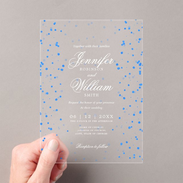 Invitaciones Acrílicas Elegante guión romántico boda espectro azul (Insitu (portátil))