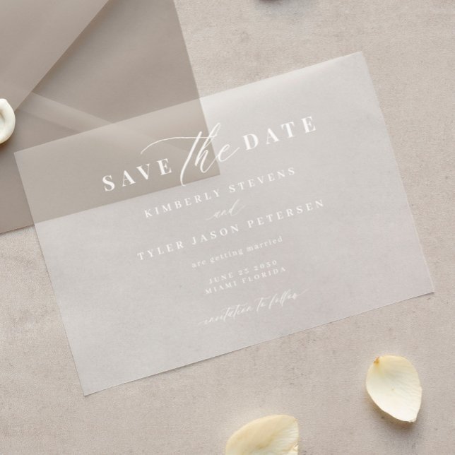 Invitaciones Acrílicas Elegante guión simple boda moderna salvar la fecha (Subido por el creador)