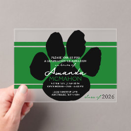 Invitaciones Acrílicas Elegante huella de papel verde y negro