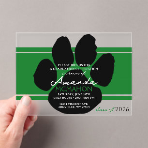 Invitaciones Acrílicas Elegante huella de papel verde y negro