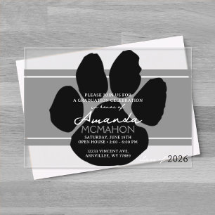 Invitaciones Acrílicas Elegante huella de trazo gris y negro