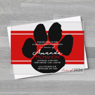Invitaciones Acrílicas Elegante huella de trazo roja y negra única