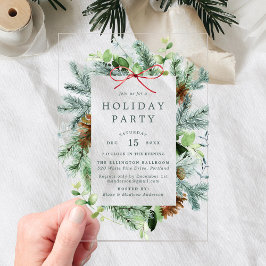 Invitaciones Acrílicas Elegante Invernadero de Acuarela de Invierno Fiest