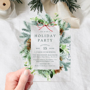Invitaciones Acrílicas Elegante Invernadero de Acuarela de Invierno Fiest