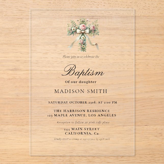 Invitaciones Acrílicas Elegante jardín de flores silvestres (Anverso)