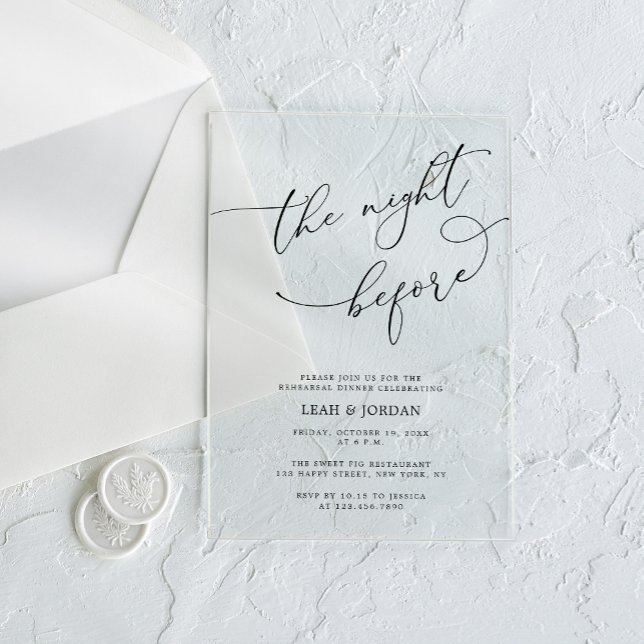 Invitaciones Acrílicas Elegante La Noche Antes Del Ensayo De Boda (Subido por el creador)