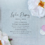 Invitaciones Acrílicas Elegante La recepción de la boda<br><div class="desc">Elegante boda privado acrílico claro o invitación de fugas e invitación a la recepción. "We're Eloping" está escrito en un guión elegante y usted puede añadir sus nombres,  fecha de boda y detalles de invitación a la recepción en una tipografía moderna y sencilla.</div>