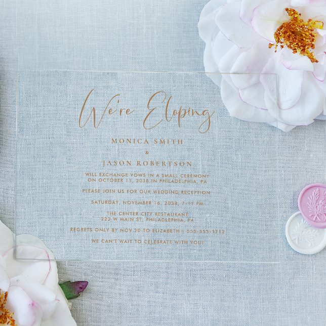 Invitaciones Acrílicas Elegante La recepción de la Boda de Oro (Subido por el creador)