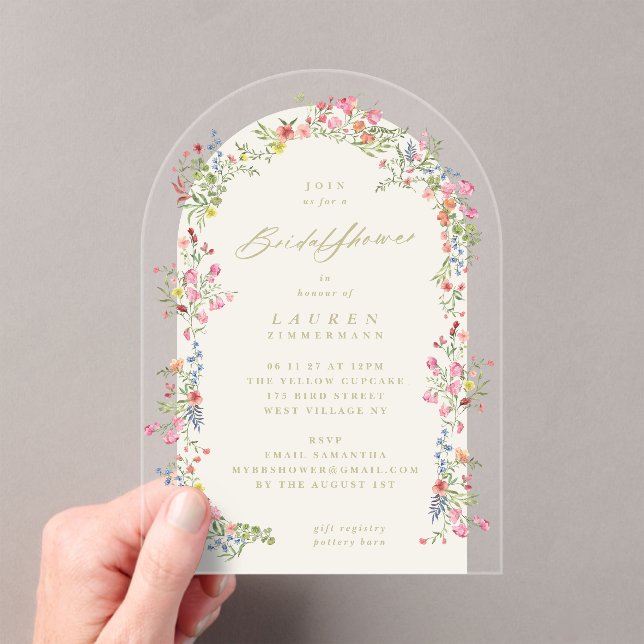 Invitaciones Acrílicas elegante manantial de arco floral primavera Bridal (Insitu (portátil))
