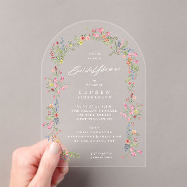 Invitaciones Acrílicas elegante manantial florido primavera Bridal Shower