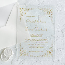 Invitaciones Acrílicas Elegante marco botánico de guión dorado vintage