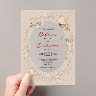 Invitaciones Acrílicas Elegante marco caprichoso boda