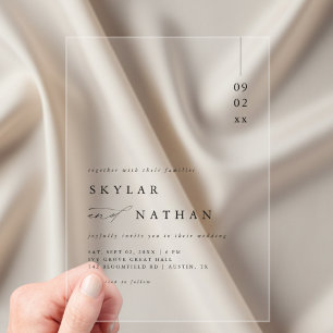 Invitaciones Acrílicas Elegante Minimalista Lujosa Boda Asequible