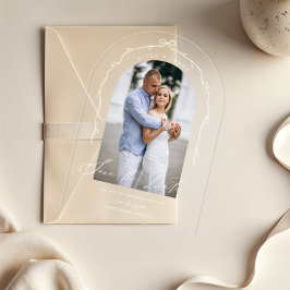 Invitaciones Acrílicas Elegante Moda con mano dibujada en arco de compás 