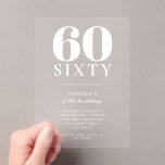Invitaciones Acrílicas Elegante moderno 60 cumpleaños<br><div class="desc">Elegante y moderno 60º cumpleaños Invitación acrílica</div>