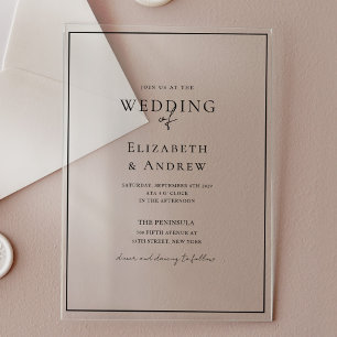 Invitaciones Acrílicas Elegante, moderno, escritura a mano, Boda
