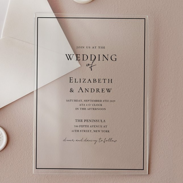 Invitaciones Acrílicas Elegante, moderno, escritura a mano, Boda (Elegant, Modern, Handwriting, Wedding Acrylic Invitations)
