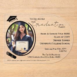 Invitaciones Acrílicas Elegante, moderno graduado de fotografía, Fiesta n