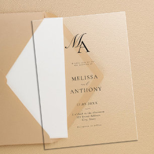 Invitaciones Acrílicas Elegante Monograma Boda Minimalista Moderna