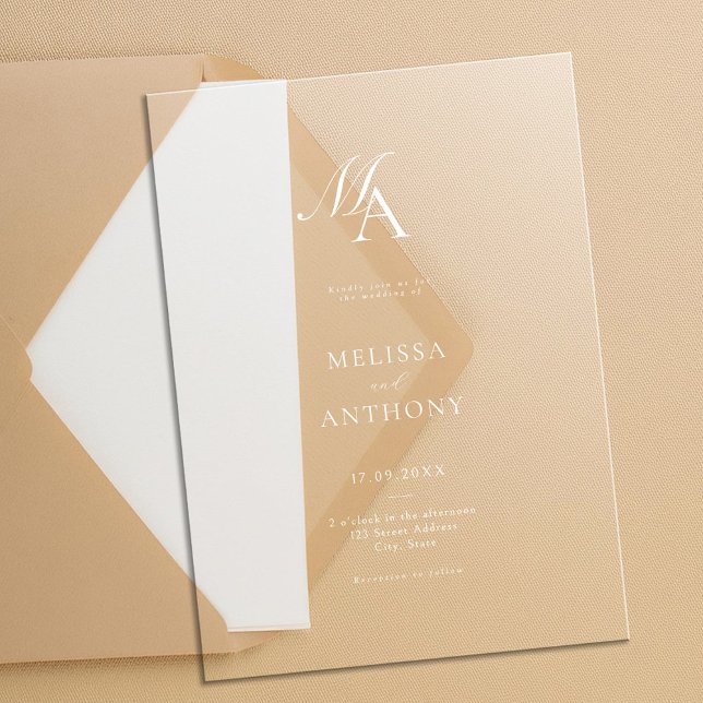 Invitaciones Acrílicas Elegante Monograma Boda Minimalista moderno (Subido por el creador)