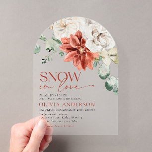 Invitaciones Acrílicas Elegante Nieve en Amor Invierno Rojo Despedida de