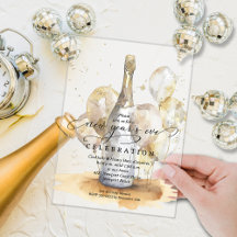 Elegante Nochevieja Champán y Globos