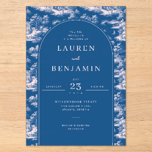 Invitaciones Acrílicas Elegante paisaje escénico azul
