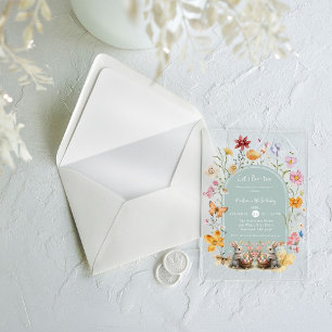 Invitaciones Acrílicas Elegante ParTea de cumpleaños de Pascua con flores