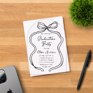Invitaciones Acrílicas Elegante Partido de Graduación de Barras y Guiones