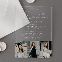 Invitaciones Acrílicas Elegante Partido de Graduación de Fotografías en B