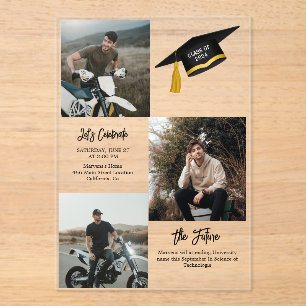 Invitaciones Acrílicas Elegante Partido de Graduación de Tipografía de Mo