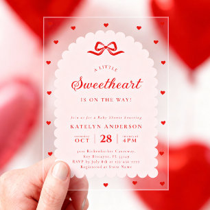 Invitaciones Acrílicas Elegante pequeño corazón Baby Shower Acrílico