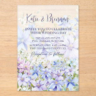 Invitaciones Acrílicas Elegante Periwinkle Clematis Boda